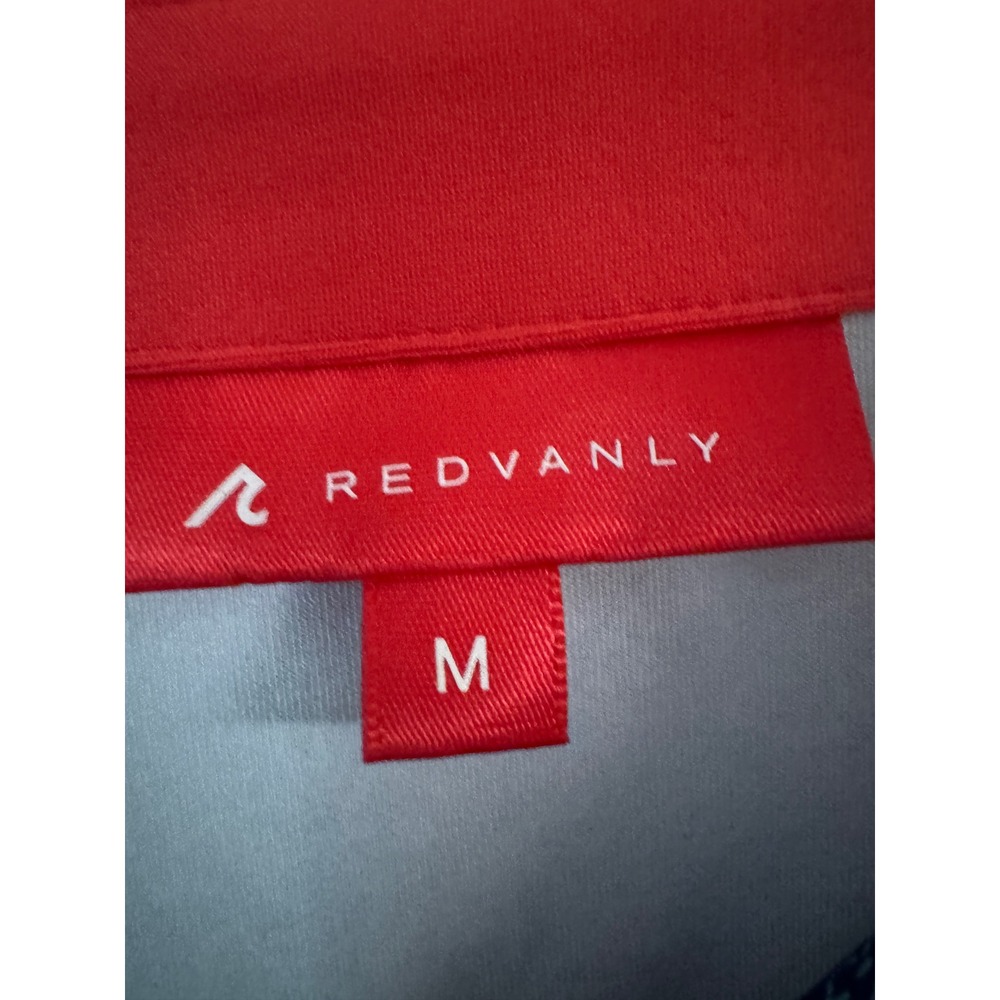REDVANLY Mens Floral Performance Golf Polo Shirt Navy Blue Green Size M - Picture 7 of 7